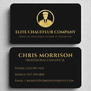 Black Gold Luxury Chauffeur Elegant Bewerkbare Log Visitekaartje