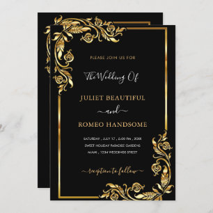 Black Gold Luxury Faire-part de mariage doré