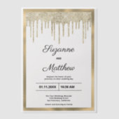 Black gold luxury glitter drips Wedding Vellum Uitnodigingen (Voorkant)