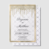 Black gold luxury glitter drips Wedding Vellum Uitnodigingen (Offset (Uitnodiging))