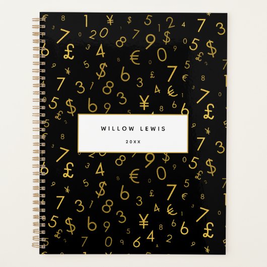Black Gold Luxury Numéros Devise Symboles Motif (Devant)
