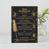 Black & Gold Luxury Sparkle Dinner Menu Template (Debout devant)