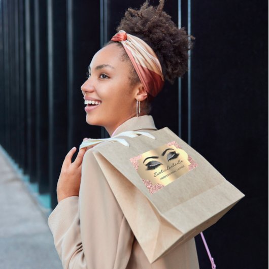 Black Gold Makeup Glitter Lashes Packaging Rechthoekige Sticker