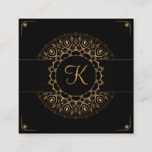 Black Gold Mandala Elegant Yoga Instructor Vierkante Visitekaartje