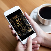 Black Gold Marble 80e anniversaire Invitation de f