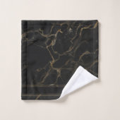   Black Gold Marble Agate Monogram Name Bad Handdoek (Wasdoekje)