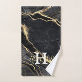 Black Gold Marble Agate Monogram Name Passen getro Bad Handdoek (Handdoek)