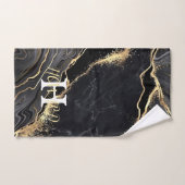 Black Gold Marble Agate Monogram Name Passen getro Bad Handdoek (Handdoek)