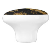Black Gold Marble Agate Trendy Chic Modern Keramische Knop (Zijkant)