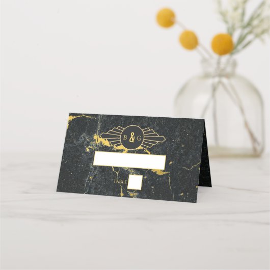 Black Gold Marble Art Deco Wedding (Voorkant)