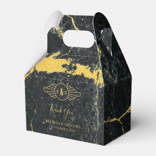 Black Gold Marble Art Deco Wedding Bedankdoosjes