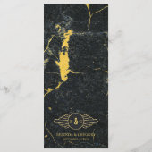 Black Gold Marble Art Deco Wedding Menu (Achterkant)