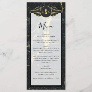Black Gold Marble Art Deco Wedding Menu