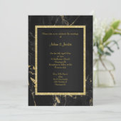 Black Gold Marble ELEGANT WEDDING Kaart (Staand voorkant)