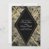 Black & Gold Marble Glam Invitations de mariage (Devant)