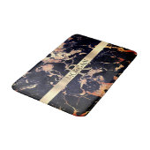 Black+Gold Marble Lg Gold Stripe Name+Monogram Vs2 Badmat (Gekanteld)