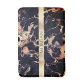 Black+Gold Marble Lg Gold Stripe Name+Monogram Vs2 Badmat (Voorkant Verticaal)
