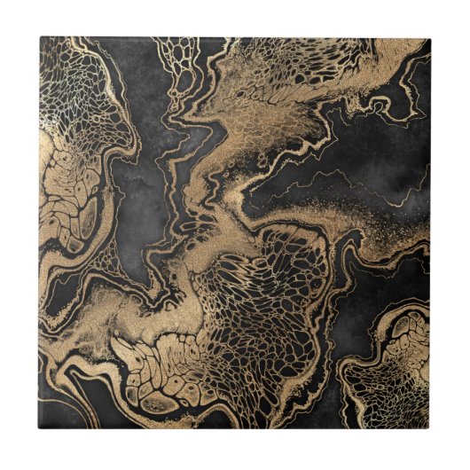 Black Gold Marble  Tegeltje (Voorkant)