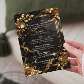 Black Gold Marble Wedding Invitation