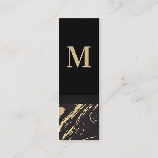 Black Gold Marmer | Klassieke monogram Mini Visitekaartje (Voorkant)