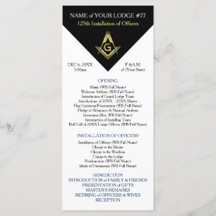 Black Gold Masonic Installation Program Sjabloon