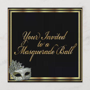 Black Gold Masquerade Ball Invitation Collectie Kaart