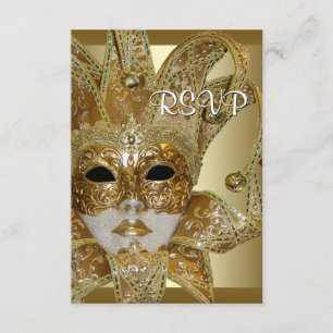 Black Gold Masquerade Feest RSVP Kaartje