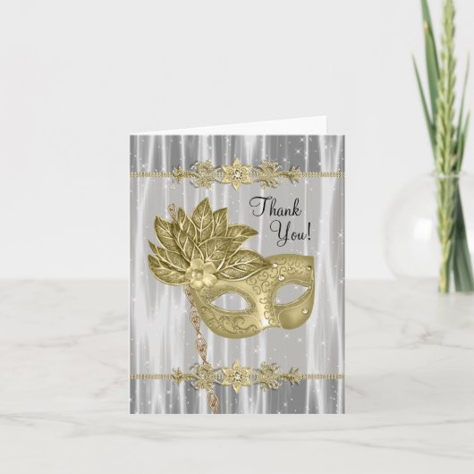 Black Gold Masquerade Party Bedankt Kaarten (Voorkant)