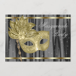 Black Gold Masquerade Party Kaart