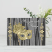 Black Gold Masquerade Party Kaart (Staand voorkant)