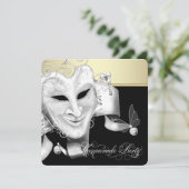 Black Gold Masquerade Party Kaart (Staand voorkant)