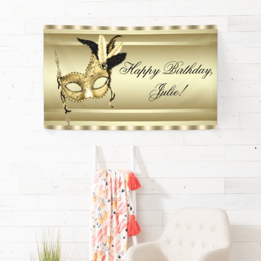 Black Gold Masquerade Party Spandoek (Insitu)