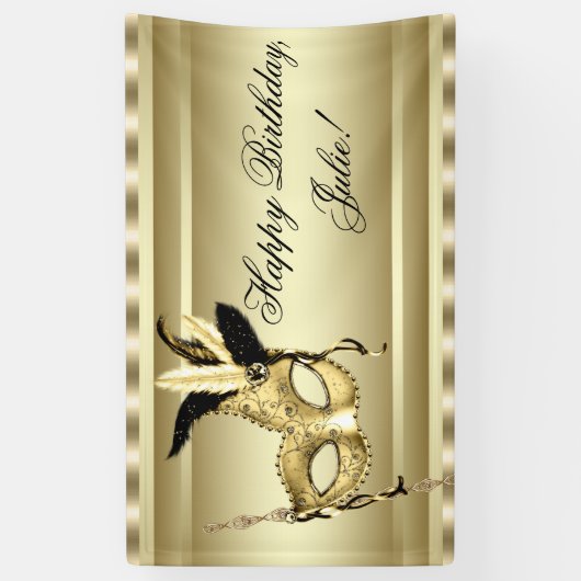 Black Gold Masquerade Party Spandoek (Verticaal)