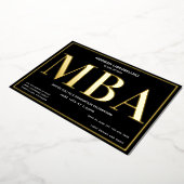Black Gold MBA Afstuderen Folie Folie Uitnodiging (Gedraaid)