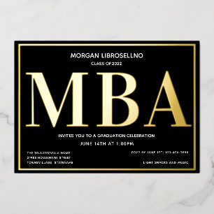 Black Gold MBA Afstuderen Folie Uitnodiging