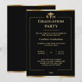 Black & Gold Medical Graduparty Kaart (Voorkant / Achterkant)