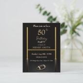 Black & Gold Men's Birthday Invitation (Debout devant)