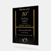 Black & Gold Men's Birthday Invitation (Angle)