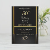 Black & Gold Men's Birthday Invitation (Debout devant)