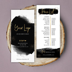 Black & Gold Menu Salon Prijslijst Logo Rekkaart