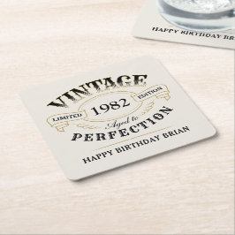 Black Gold  met perfecte verjaardag Vierkante Kartonnen Onderzetter