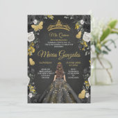 Black & Gold Mexicaine Charra Mis XV Invitation An (Debout devant)