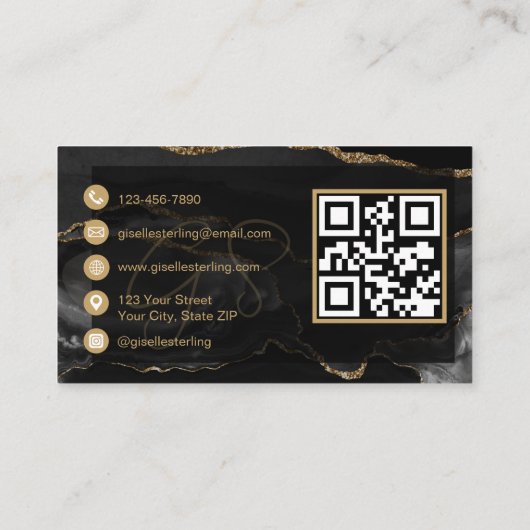 Black Gold Microblading QR Code Visitekaartje (Achterkant)