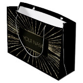 Black Gold Minimal Name Luxury Brand Wedding Groot Cadeauzakje (Achterkant Gekanteld)