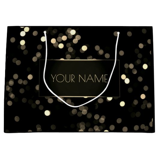 Black Gold Minimal Name Luxury Branding Spark Groot Cadeauzakje (Voorkant)