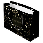 Black Gold Minimal Name Luxury Branding Spark Groot Cadeauzakje (Achterkant Gekanteld)