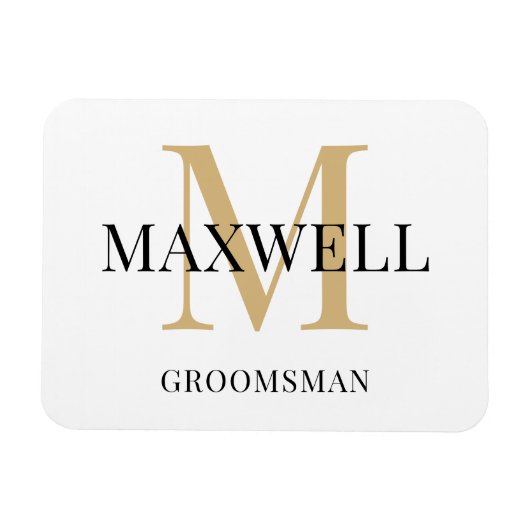 Black Gold Minimalist Groomsman - Aangepast monogr Magneet (Horizontaal)