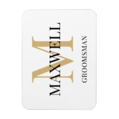 Black Gold Minimalist Groomsman - Aangepast monogr Magneet (Verticaal)