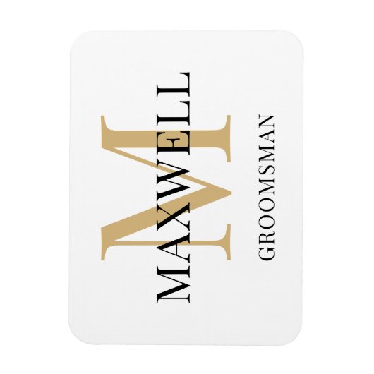 Black Gold Minimalist Groomsman - Aangepast monogr Magneet (Verticaal)