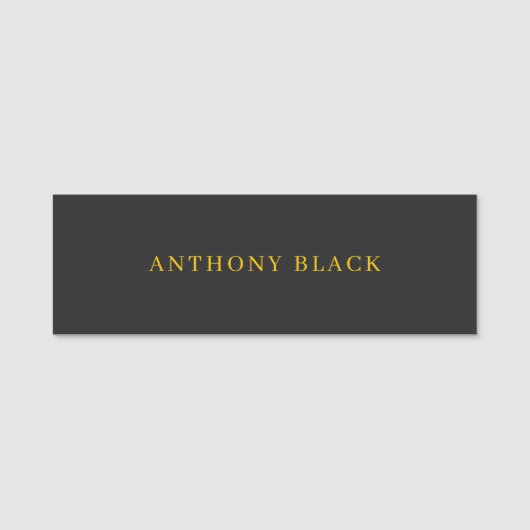 Black & Gold Minimalist Plain Elegant Own Name Naamplaatje (Voorkant)